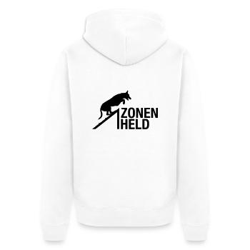 zonenheld_ahuerde_schaeferhund - Unisex Premium Bio Zip Hoodie - Weiß - Hinten - Thijin (182cm)