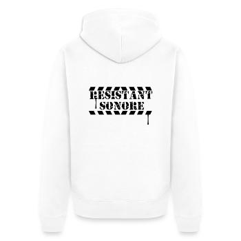 klingen resistent - Unisex Premium Bio Zip Hoodie - Weiß - Hinten - Thijin (182cm)