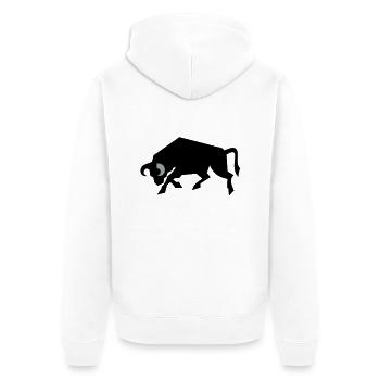 bull_2 - Unisex Premium Bio Zip Hoodie - Weiß - Hinten - Thijin (182cm)