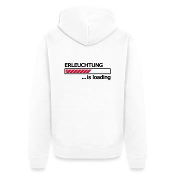 Erleuchtung is loading Ladebalken Loading Bar - Unisex Premium Bio Zip Hoodie - Weiß - Hinten - Thijin (182cm)
