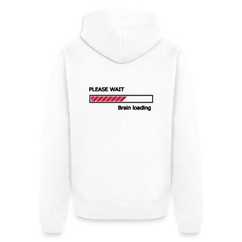S'il vous plaît attendre chargement de cerveau - Veste à capuche bio Premium Unisexe - blanc - Dos - Thijin (182cm)
