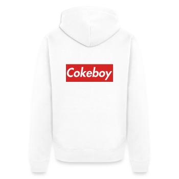 Cokeboy - Unisex Premium Bio Zip Hoodie - Weiß - Hinten - Thijin (182cm)
