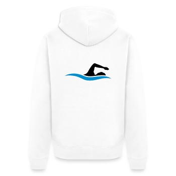 logo schwarz schwimmen schwimmer verein team wasse - Unisex Premium Bio Zip Hoodie - Weiß - Hinten - Thijin (182cm)