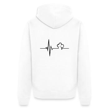 Koch - Puls - Unisex Premium Bio Zip Hoodie - Weiß - Hinten - Thijin (182cm)