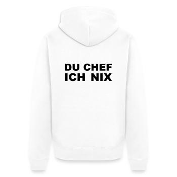 You boss - I nix - Unisex Premium Organic Zip Hoodie - white - Back - Thijin (182cm)
