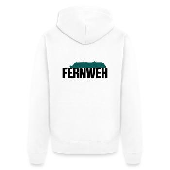 Fernweh - Unisex Premium Bio Zip Hoodie - Weiß - Hinten - Thijin (182cm)