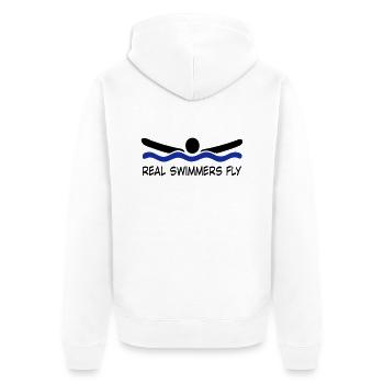 swimming - Unisex Premium Bio Zip Hoodie - Weiß - Hinten - Thijin (182cm)