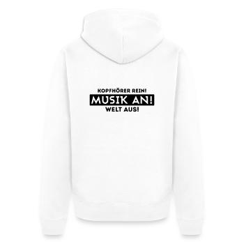 Kopfhörer rein, Musik an, Welt aus! - Unisex Premium Bio Zip Hoodie - Weiß - Hinten - Thijin (182cm)