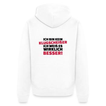 Klugscheißer - Unisex Premium Bio Zip Hoodie - Weiß - Hinten - Thijin (182cm)