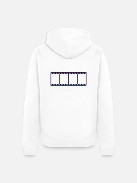 3d movie film reel video movie cinema look watch - Unisex Premium Organic Zip Hoodie - white