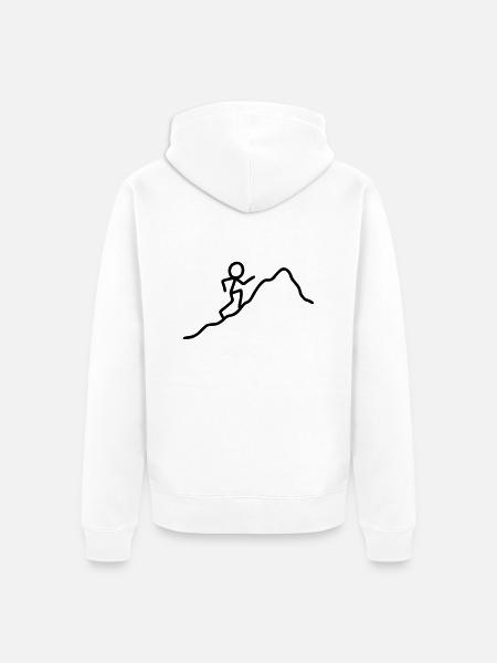 Strichmännchen Berg besteigen - Unisex Premium Bio Zip Hoodie - Weiß