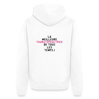 Thanatopraxie / Thanatopracteur / Thanatopractrice - Veste à capuche bio Premium Unisexe - blanc - Dos - Thijin (182cm)