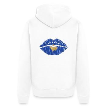 Kuss Kosovo - Unisex Premium Bio Zip Hoodie - Weiß - Hinten - Thijin (182cm)