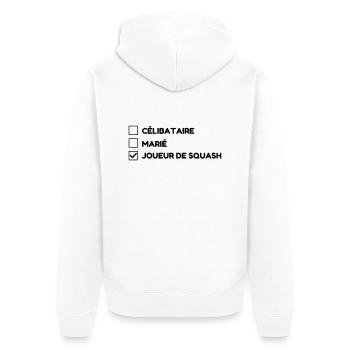 Squash Sport Game Match Champion Victory - Unisex Premium Organic Zip Hoodie - white - Back - Thijin (182cm)