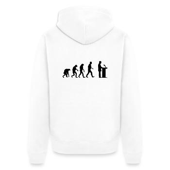 redner evolution - Unisex Premium Bio Zip Hoodie - Weiß - Hinten - Thijin (182cm)