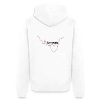 Herz für Monnem - Tribal Art Design - Unisex Premium Bio Zip Hoodie - Weiß - Hinten - Thijin (182cm)