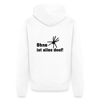 ohne spinnen ist alle doof - Unisex Premium Bio Zip Hoodie - Weiß - Hinten - Thijin (182cm)