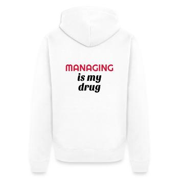 Manager Boss Chef Patron Work Job Society - Unisex Premium Organic Zip Hoodie - white - Back - Thijin (182cm)