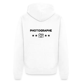 Photographer Photo Fotograf Photographe - Unisex Premium Organic Zip Hoodie - white - Back - Thijin (182cm)