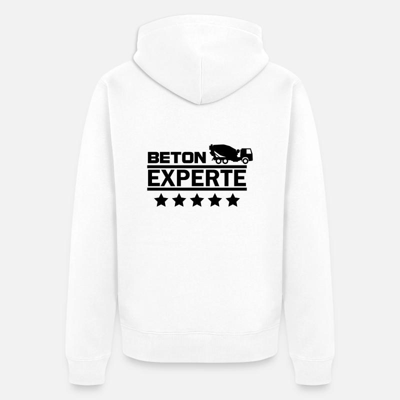 beton experte - Unisex Premium Bio Zip Hoodie - Weiß