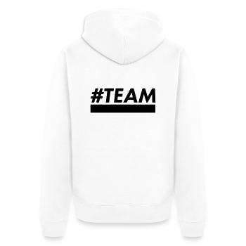 #team - Unisex Premium Bio Zip Hoodie - Weiß - Hinten - Thijin (182cm)