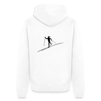 Skilangläuferin mit Skispur - Unisex Premium Bio Zip Hoodie - Weiß - Hinten - Thijin (182cm)