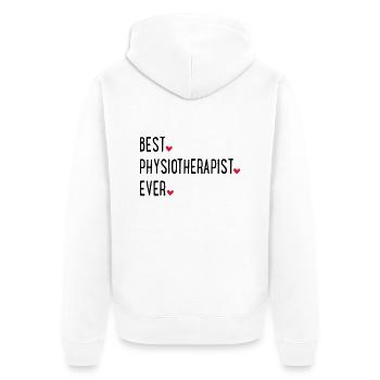 Physiotherapeut - Unisex Premium Bio Zip Hoodie - Weiß - Hinten - Thijin (182cm)