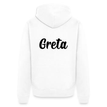Greta - Unisex Premium Bio Zip Hoodie - Weiß - Hinten - Thijin (182cm)
