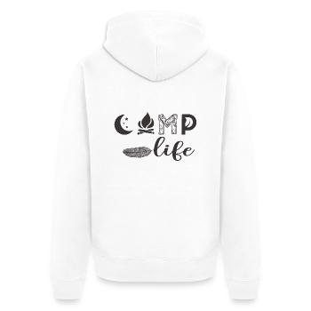 Camp live - Unisex Premium Bio Zip Hoodie - Weiß - Hinten - Thijin (182cm)