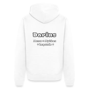 Darius - der Mann, der Mythos, die Legende - Unisex Premium Bio Zip Hoodie - Weiß - Hinten - Thijin (182cm)