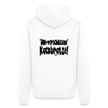 verschlissene kackbrat II - Unisex Premium Bio Zip Hoodie - Weiß - Hinten - Thijin (182cm)