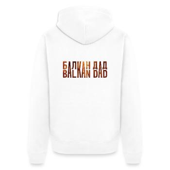 Balkan papa bosnien serbien kroatien montenegro kosovo - Unisex Premium Bio Zip Hoodie - Weiß - Hinten - Thijin (182cm)