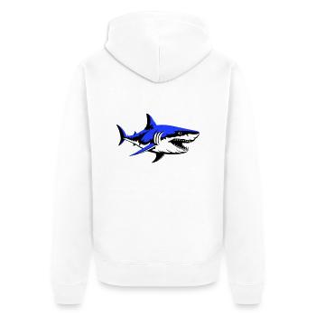 shark - Unisex Premium Bio Zip Hoodie - Weiß - Hinten - Thijin (182cm)