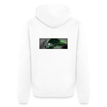 M-T-J-M - Unisex Premium Bio Zip Hoodie - Weiß - Hinten - Thijin (182cm)