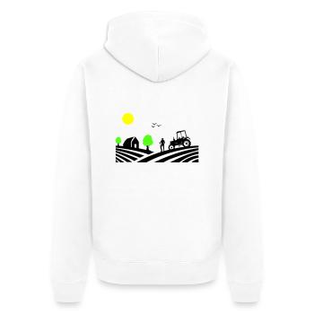 traktor farm - Unisex Premium Bio Zip Hoodie - Weiß - Hinten - Thijin (182cm)