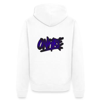 IN FLAMMEN - Unisex Premium Bio Zip Hoodie - Weiß - Hinten - Thijin (182cm)