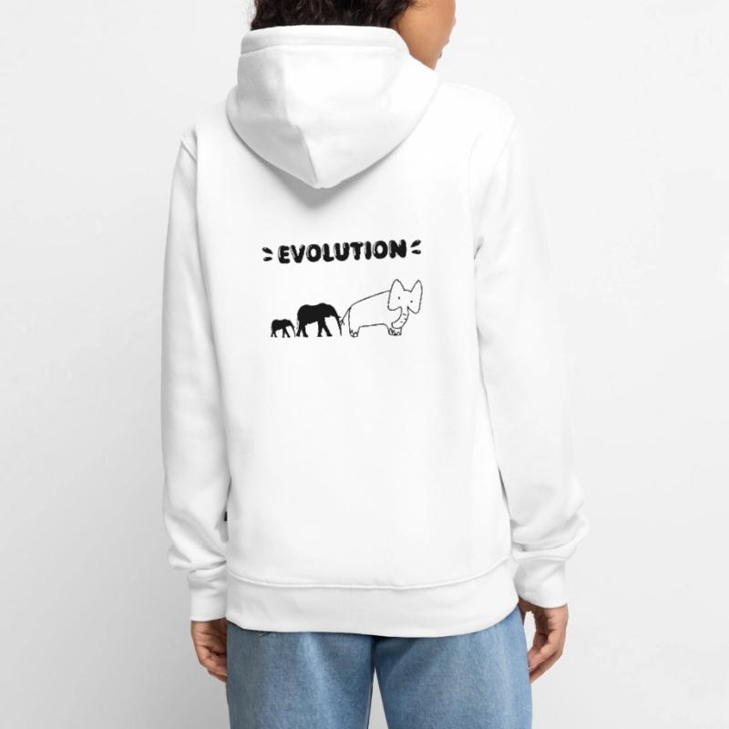 Elephant Evolution – Drôles d’étapes de l’évolution. Veste à capuche bio Premium Unisexe