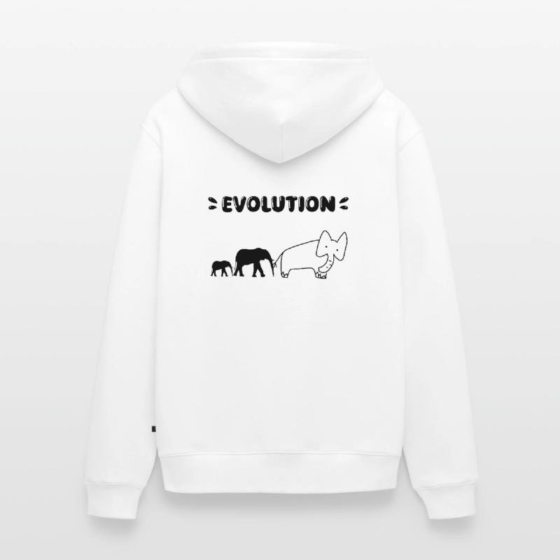Elephant Evolution – Drôles d’étapes de l’évolution. Veste à capuche bio Premium Unisexe