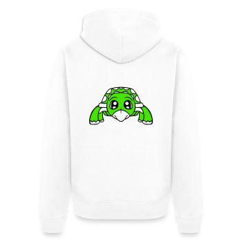 tortue mignon mignon yeux écarquillés petit enfant - Veste à capuche bio Premium Unisexe - blanc - Dos - Thijin (182cm)