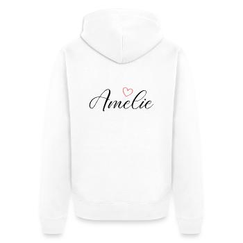 Amelie Name - Unisex Premium Bio Zip Hoodie - Weiß - Hinten - Thijin (182cm)