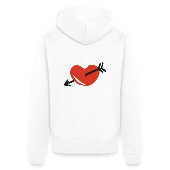 Herz - Pfeil - Unisex Premium Bio Zip Hoodie - Weiß - Hinten - Thijin (182cm)