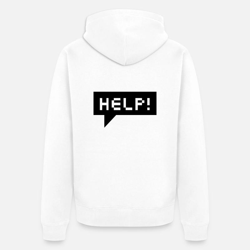 bulle d'aide (b, 1c) - Veste à capuche bio Premium Unisexe - blanc