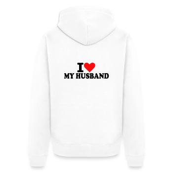 I love my husband - Unisex Premium Organic Zip Hoodie - white - Back - Thijin (182cm)