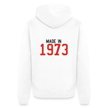 1973 - Unisex Premium Bio Zip Hoodie - Weiß - Hinten - Thijin (182cm)