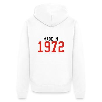 1972 - Unisex Premium Bio Zip Hoodie - Weiß - Hinten - Thijin (182cm)