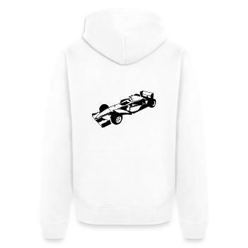 blockedTitle - Unisex Premium Bio Zip Hoodie - Weiß - Hinten - Thijin (182cm)