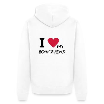 i love my boyfriend - Unisex Premium Bio Zip Hoodie - Weiß - Hinten - Thijin (182cm)
