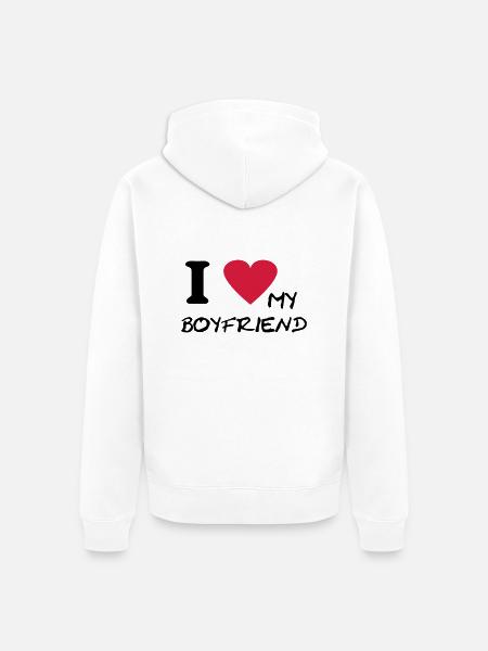 i love my boyfriend - Unisex Premium Bio Zip Hoodie - Weiß