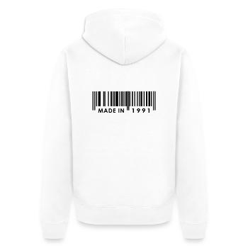 Anniversaire 1991 - Veste à capuche bio Premium Unisexe - blanc - Dos - Thijin (182cm)