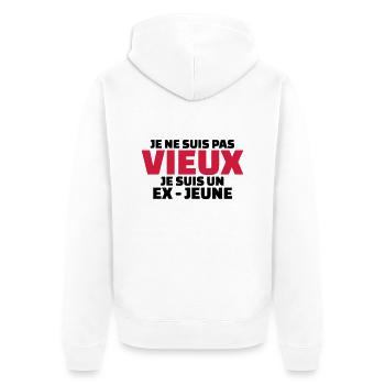 Je ne suis pas vieux je suis un ex-jeune - Veste à capuche bio Premium Unisexe - blanc - Dos - Thijin (182cm)